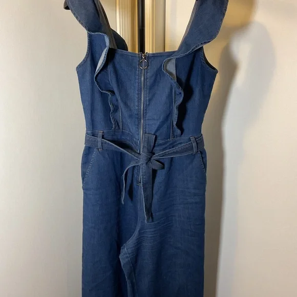 19. Tinseltown Blue Jumpsuit with Wide-Leg Palazzo Style Size Large - Picture 6 of 13